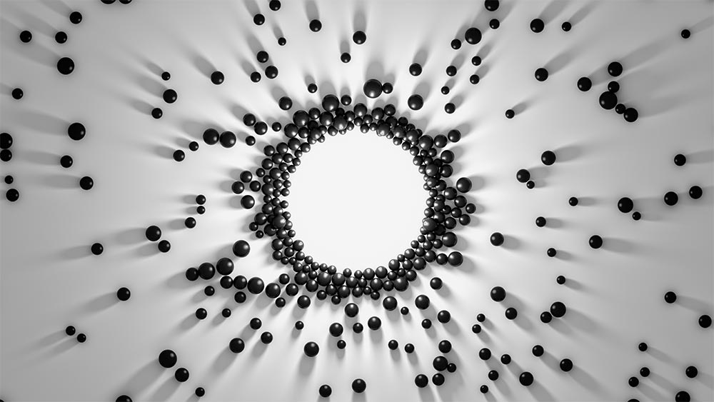 小黑球收敛成圆形的抽象
